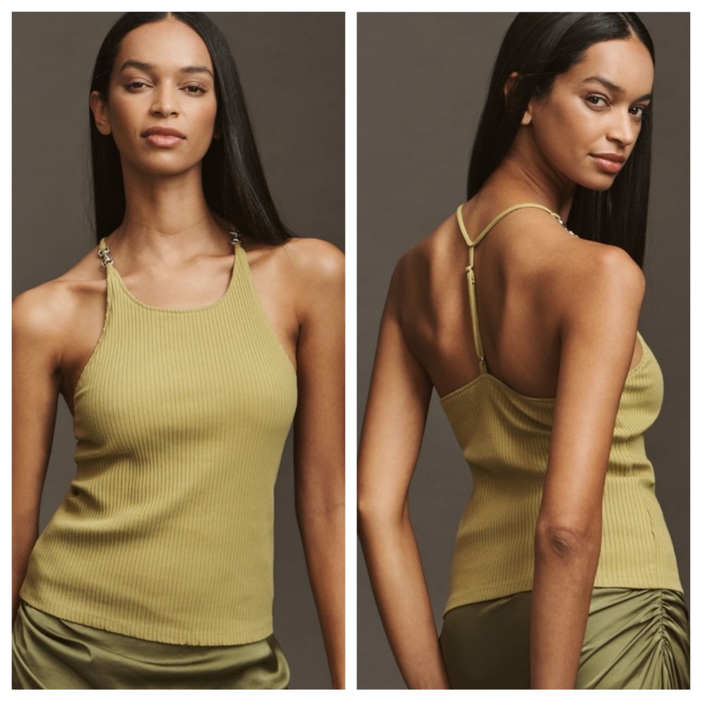 Anthropologie Maeve Olive Hardware Halter Top NWT XL Y2K Coquette T back Spring